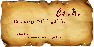 Csanaky Mátyás névjegykártya