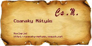 Csanaky Mátyás névjegykártya